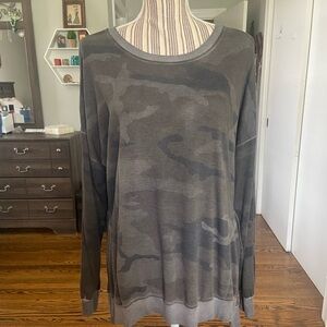 Dantelle Camo Print French Terry tunic length lightweight sweatshirt